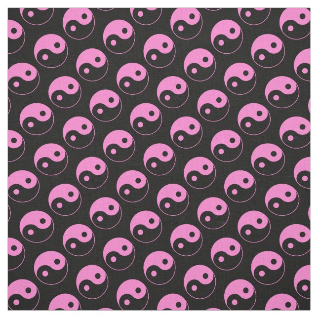 Tissu Motif Yin Yang rose et noir (Échantillon)