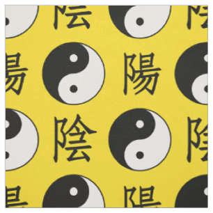 Tissu Motif Yinyang Arrière - plan jaune