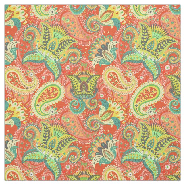Tissu Motifs colorés mignons de Paisley (Échantillon)