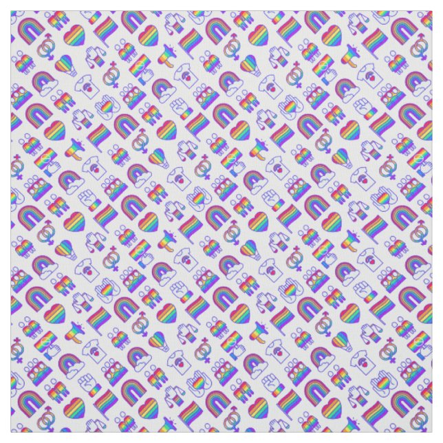 Tissu Motifs d'icônes arc-en-ciel colorées (Échantillon)
