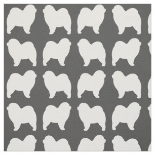 Tissu Motifs Silhouettes de Chow Chow à Poil Long