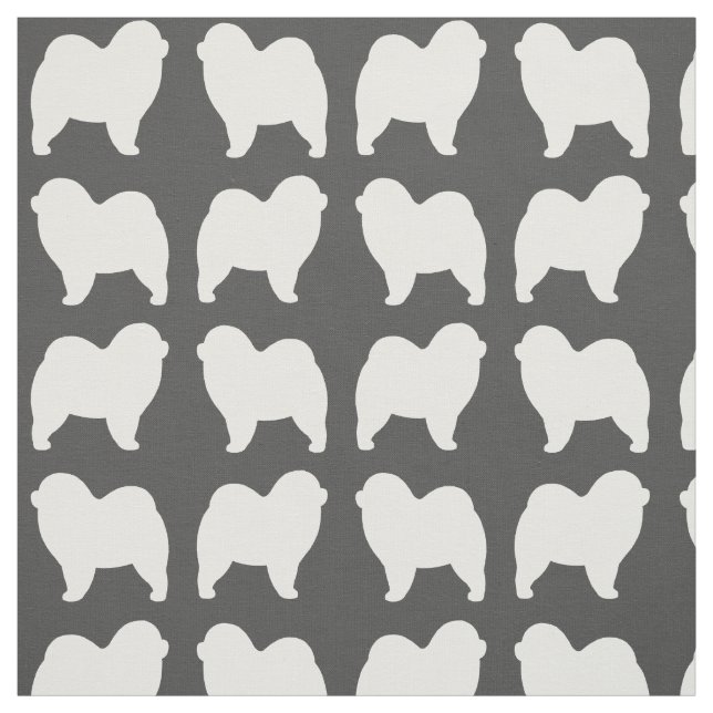 Tissu Motifs Silhouettes de Chow Chow à Poil Long (Échantillon)