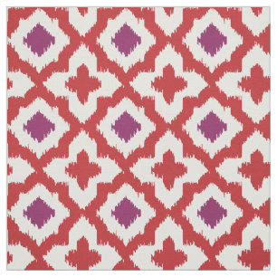 Tissu motifs tribaux chic et colorés de rouge et de vio