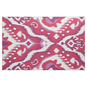 Tissu motifs tribaux chic et colorés de rouge et de vio
