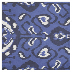 Tissu motifs tribaux chics de la marine, en bleu et blan