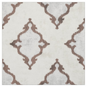 Tissu motifs tribaux de damask ikat beige neutre et él