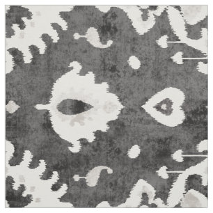 Tissu Motifs tribaux ikat gris foncé et joliment neutres