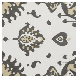 Tissu Motifs tribaux kat noirs et beiges de couleur neut