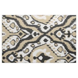 Tissu Motifs tribaux kat noirs et beiges de couleur neut