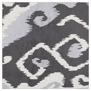 Tissu motifs tribaux noirs gris-gris-blanc kat