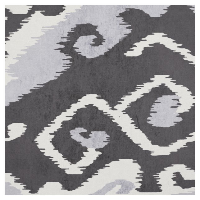 Tissu motifs tribaux noirs gris-gris-blanc kat (Échantillon)