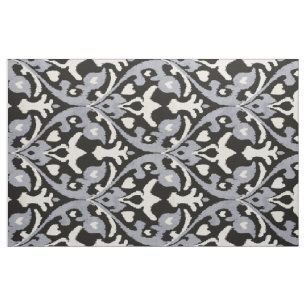Tissu motifs tribaux noirs gris-gris noir kat