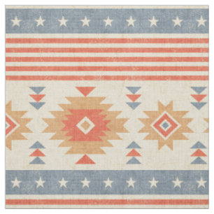 Tissu Motifs vintages Cowboy et Navajo au charme rustiqu