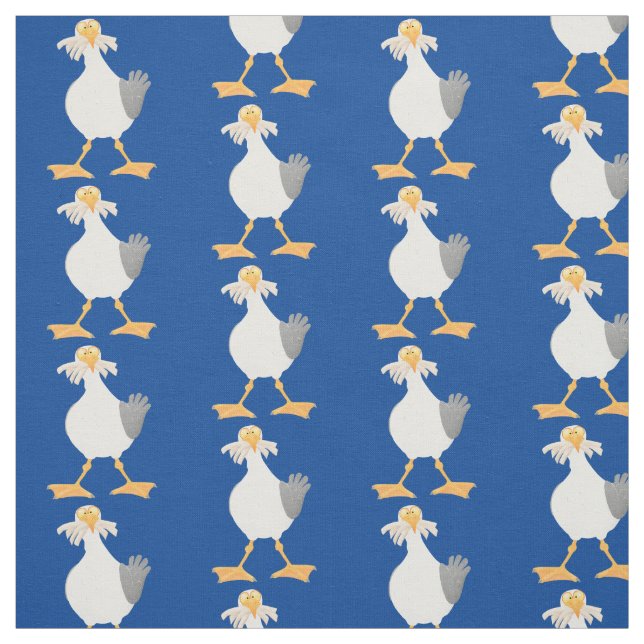 Tissu Mouette drôle avec frites dessin animé (Échantillon)