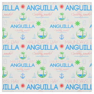 Tissu Moundays Bay, Anguilla Color Text, Motif d'images