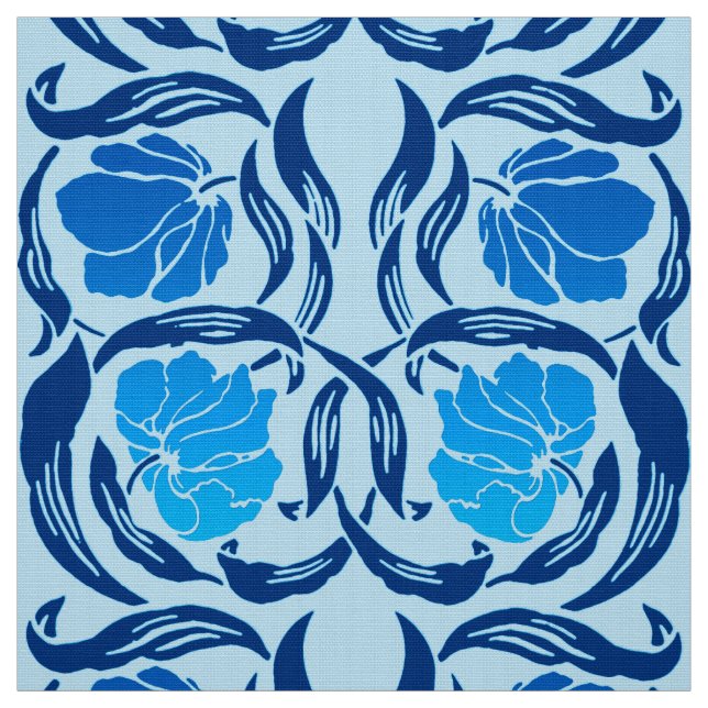 Tissu Mouron, denim et bleu-clair de William Morris (Échantillon)