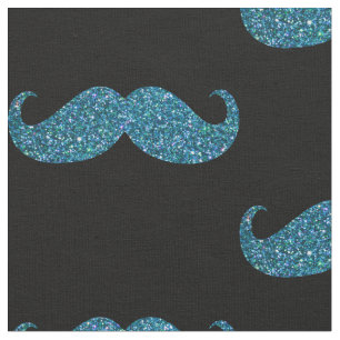 Tissu Moustache Parties scintillant turquoise