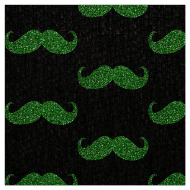 Tissu Moustache Parties scintillant verte (Échantillon)