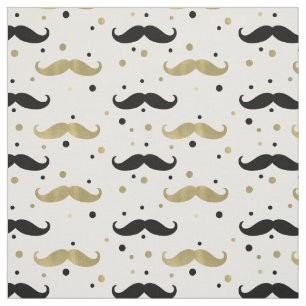 Tissu Moustaches noires de confettis d'or