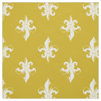 Tissu Moutarde Yellow Fleur De Lis Pattern