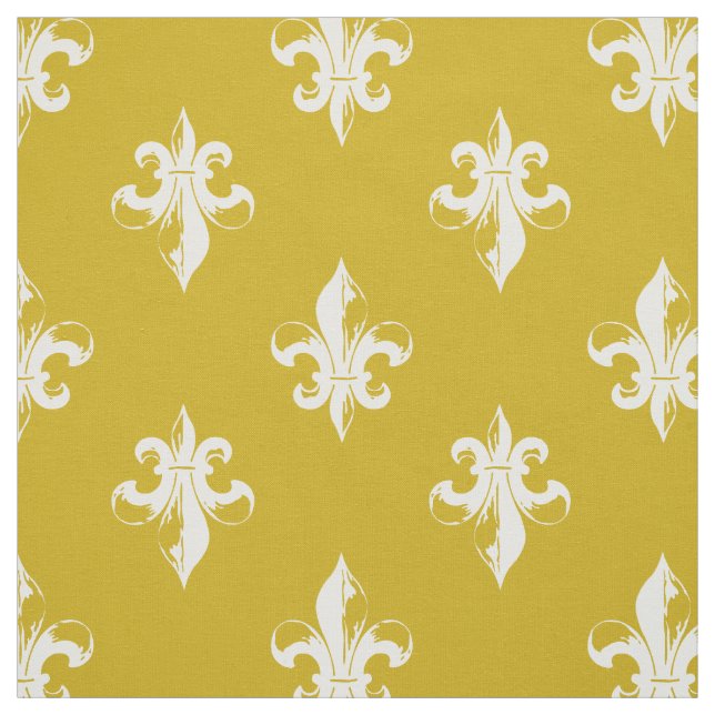 Tissu Moutarde Yellow Fleur De Lis Pattern (Échantillon)