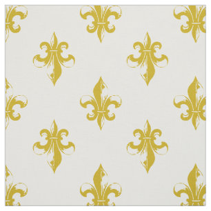 Tissu Moutarde Yellow Fleur De Lis Pattern