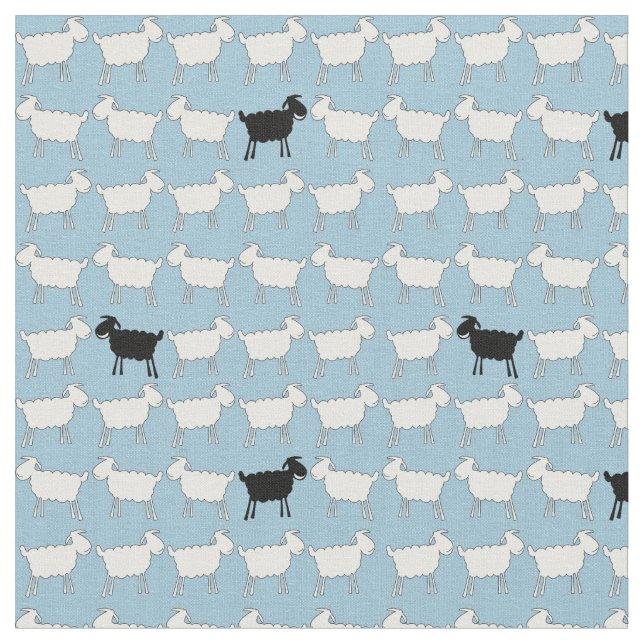 Tissu Mouton blanc noir amusant animal troupeau (Fermer)