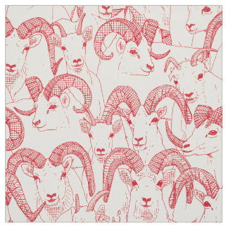 Tissu mouton d'Alaska Dall perle vermillon rouge