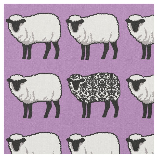 Tissu Mouton noir damassé au violet (Fermer)