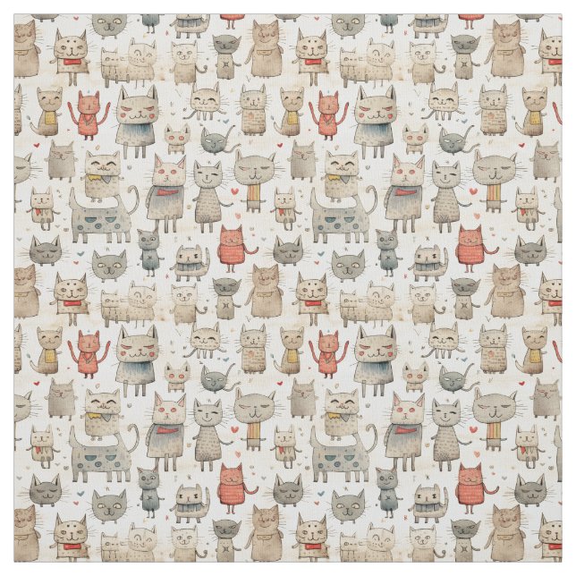 Tissu Mowments Quirky : Chat Whimsy (Échantillon)