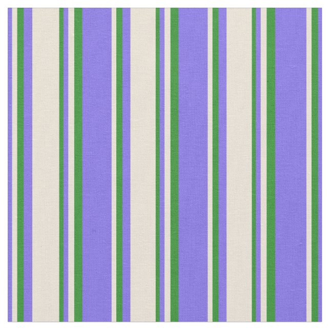 Tissu Moyenne Ardoise Bleue, Bisque & Forêt Vert Lignes (Fermer)