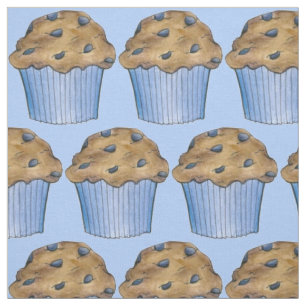 Tissu Muffins bleu bleuet muffin Petit-déjeuner Fabric