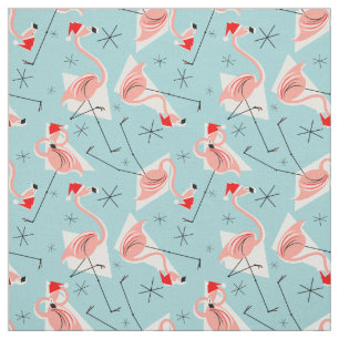 Tissu multi bleu de motif de Santa de Flamant rose