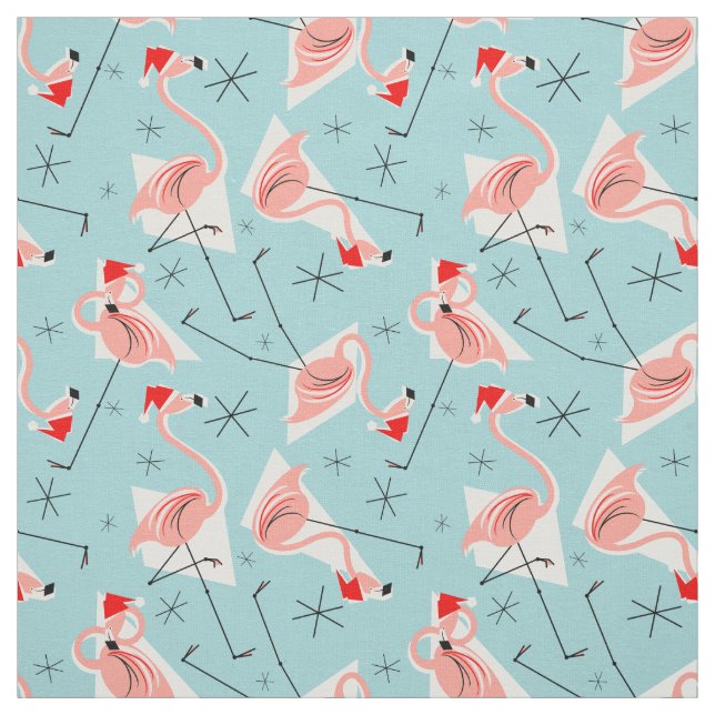 Tissu multi bleu de motif de Santa de Flamant rose (Échantillon)