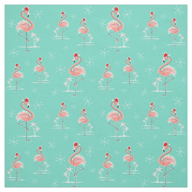 Tissu multi de motif de Flamant rose de Noël petit (Échantillon)