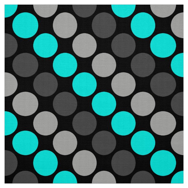 Tissu Multicolore Pois gris turquoise (Échantillon)