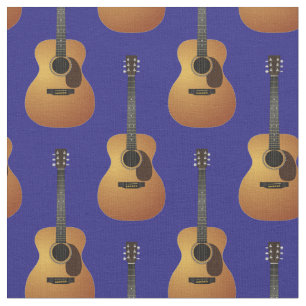 Tissu Musicien de guitare acoustique Salle Décor Bleu