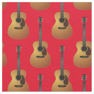 Tissu Musicien de guitare acoustique Salle Décor Rouge