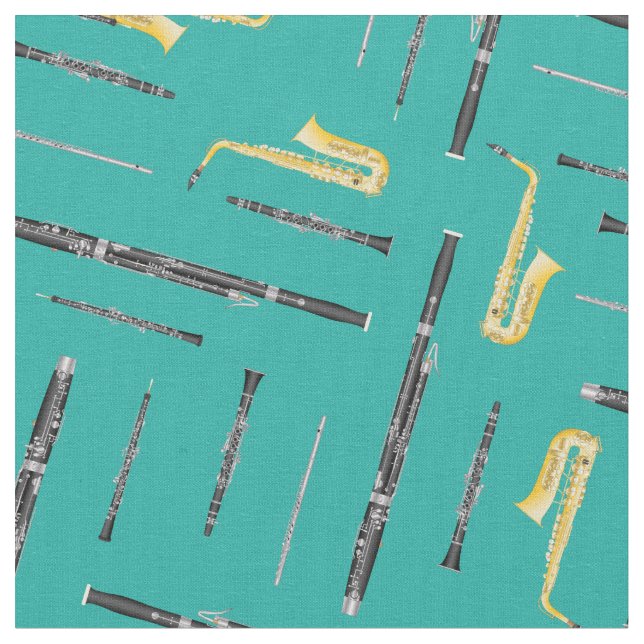 Tissu Musicien Turquoise de Woodwind Band Instruments (Fermer)