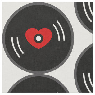 Tissu Musique des années 1960 disque vinyle coeur album