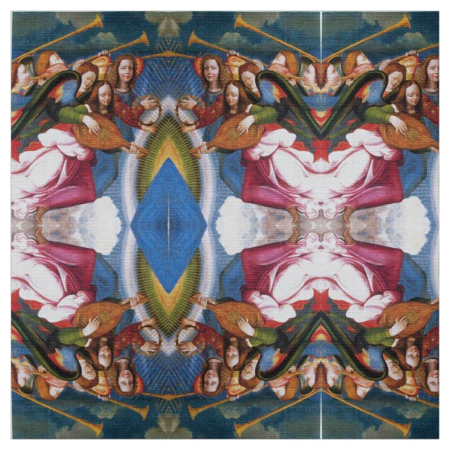 Tissu MUSIQUE FABRIQUANT NOËL ANGELS Bleu rose (Échantillon)