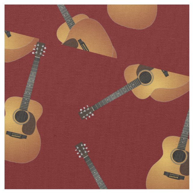 Tissu Musique guitare, salle rouge décorée (Fermer)