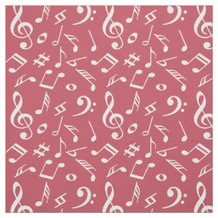 Tissu Musique. rose poussiéreux. Notes.Moderne.Lettrage