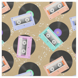Tissu Musique vinyle disques et cassettes de cassettes s