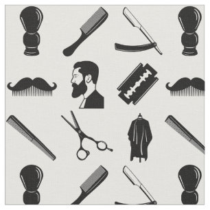 Tissu Mustache Razor Shaver Aquarelle Barber Motif 