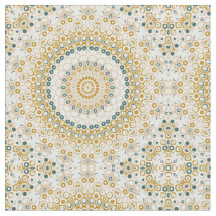 Tissu Mustard Jaune et Mandala Design Turquoise