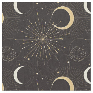 Tissu Mystique céleste ésotérique lune et soleil