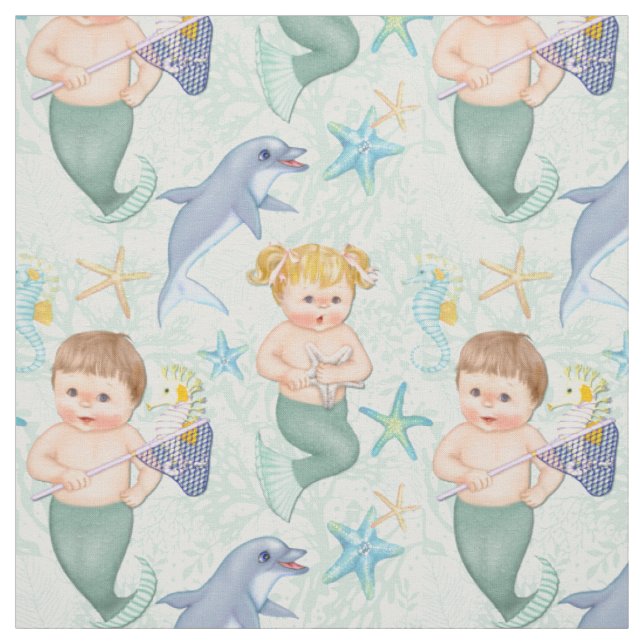 Tissu Nagez Avec Les Sirènes De Dauphins (Échantillon)