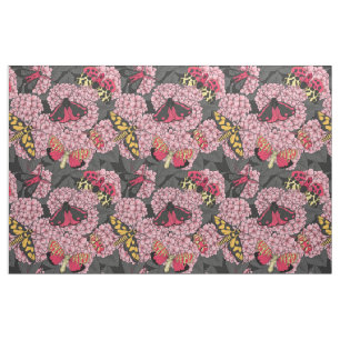 Tissu Nappes phréatiques à hydrangée rose