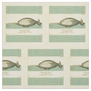 Tissu Narwhal Antique Baleine Aquarelle Art scientifique